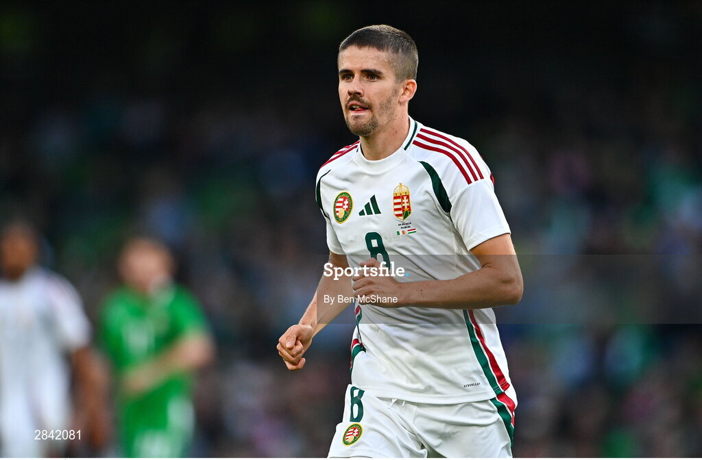 4 June 2024; Ádám Nagy of Hungary during the international friendly match between Republic of Ireland and Hungary at Aviva Stadium in Dublin. Photo by Ben McShane/Sportsfile