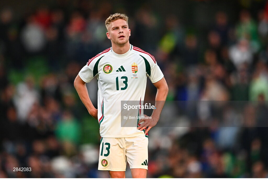 4 June 2024; András Schäfer of Hungary during the international friendly match between Republic of Ireland and Hungary at Aviva Stadium in Dublin. Photo by Ben McShane/Sportsfile