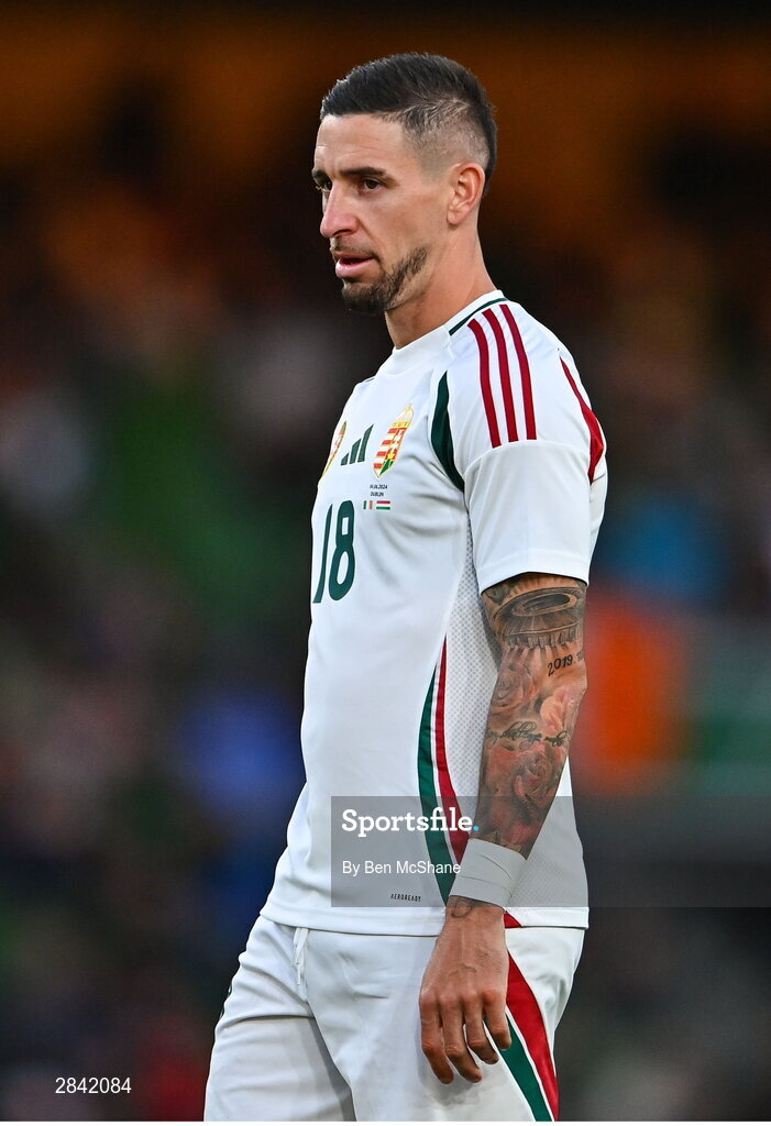 4 June 2024; Zsolt Nagy of Hungary during the international friendly match between Republic of Ireland and Hungary at Aviva Stadium in Dublin. Photo by Ben McShane/Sportsfile