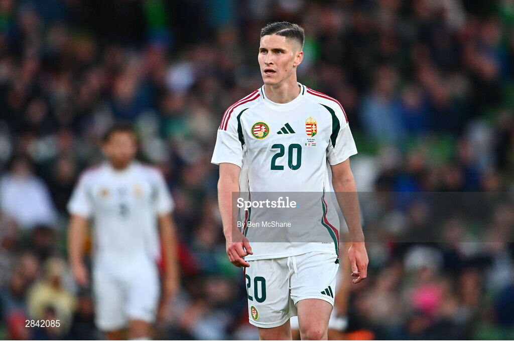 4 June 2024; Roland Sallai of Hungary during the international friendly match between Republic of Ireland and Hungary at Aviva Stadium in Dublin. Photo by Ben McShane/Sportsfile