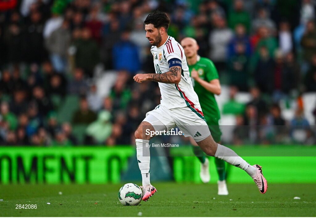 4 June 2024; Dominik Szoboszlai of Hungary during the international friendly match between Republic of Ireland and Hungary at Aviva Stadium in Dublin. Photo by Ben McShane/Sportsfile