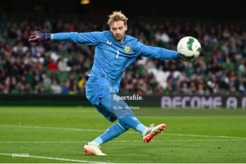 4 June 2024; Republic of Ireland goalkeeper Caoimhin Kelleher during the international friendly match between Republic of Ireland and Hungary at Aviva Stadium in Dublin. Photo by Ben McShane/Sportsfile