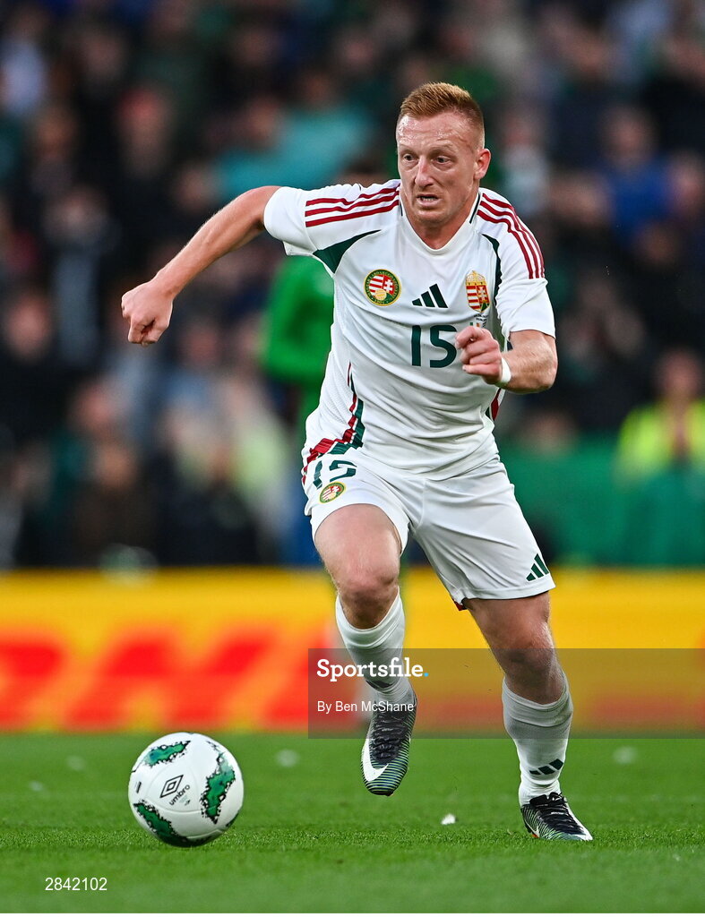 4 June 2024; László Kleinheisler of Hungary during the international friendly match between Republic of Ireland and Hungary at Aviva Stadium in Dublin. Photo by Ben McShane/Sportsfile