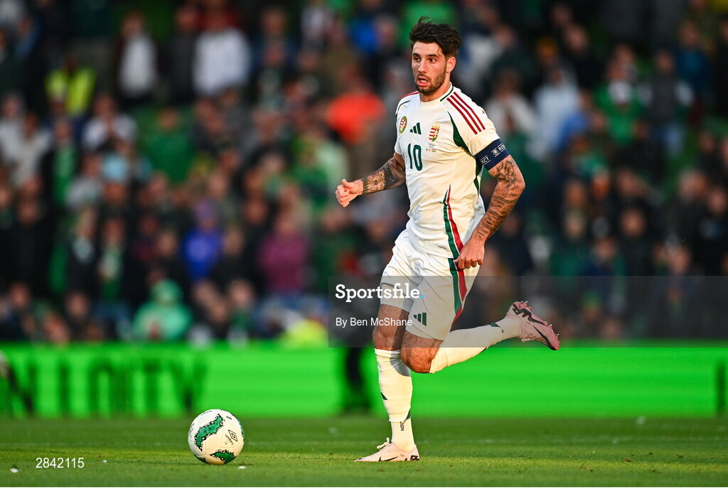 4 June 2024; Dominik Szoboszlai of Hungary during the international friendly match between Republic of Ireland and Hungary at Aviva Stadium in Dublin. Photo by Ben McShane/Sportsfile
