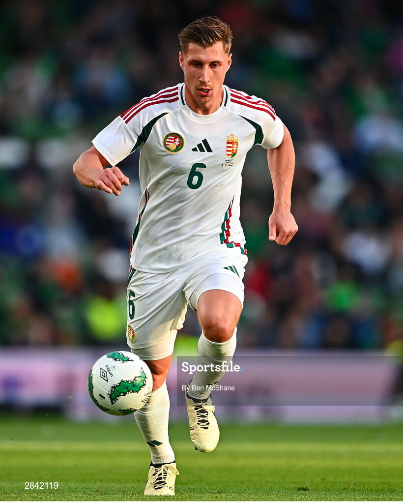 4 June 2024; Willi Orbán of Hungary during the international friendly match between Republic of Ireland and Hungary at Aviva Stadium in Dublin. Photo by Ben McShane/Sportsfile