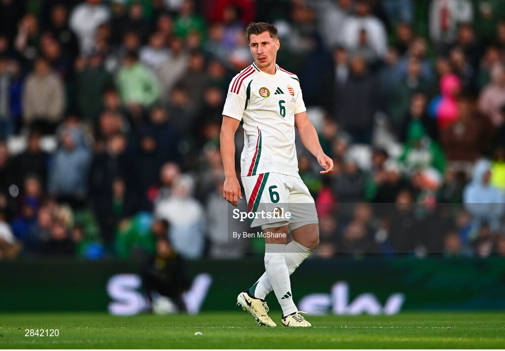 4 June 2024; Willi Orbán of Hungary during the international friendly match between Republic of Ireland and Hungary at Aviva Stadium in Dublin. Photo by Ben McShane/Sportsfile