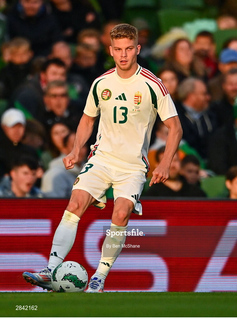 4 June 2024; András Schäfer of Hungary during the international friendly match between Republic of Ireland and Hungary at Aviva Stadium in Dublin. Photo by Ben McShane/Sportsfile