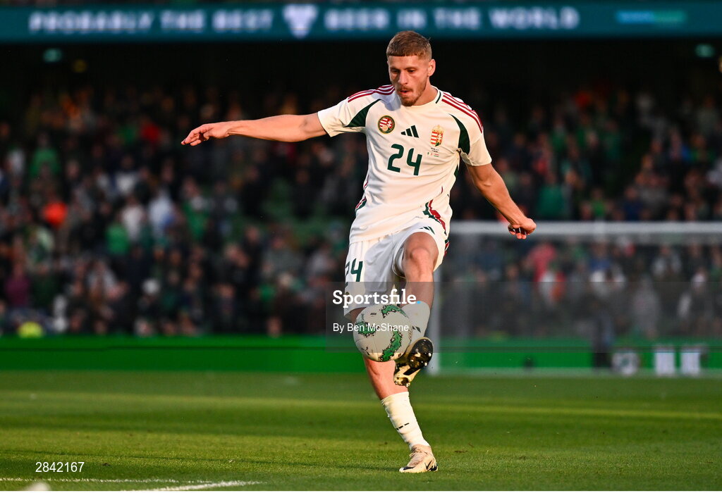 4 June 2024; Márton Dárdai of Hungary during the international friendly match between Republic of Ireland and Hungary at Aviva Stadium in Dublin. Photo by Ben McShane/Sportsfile
