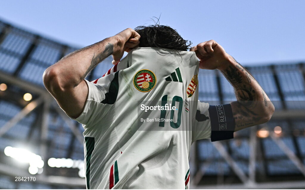 4 June 2024; Dominik Szoboszlai of Hungary reacts after his side's defeat in the international friendly match between Republic of Ireland and Hungary at Aviva Stadium in Dublin. Photo by Ben McShane/Sportsfile