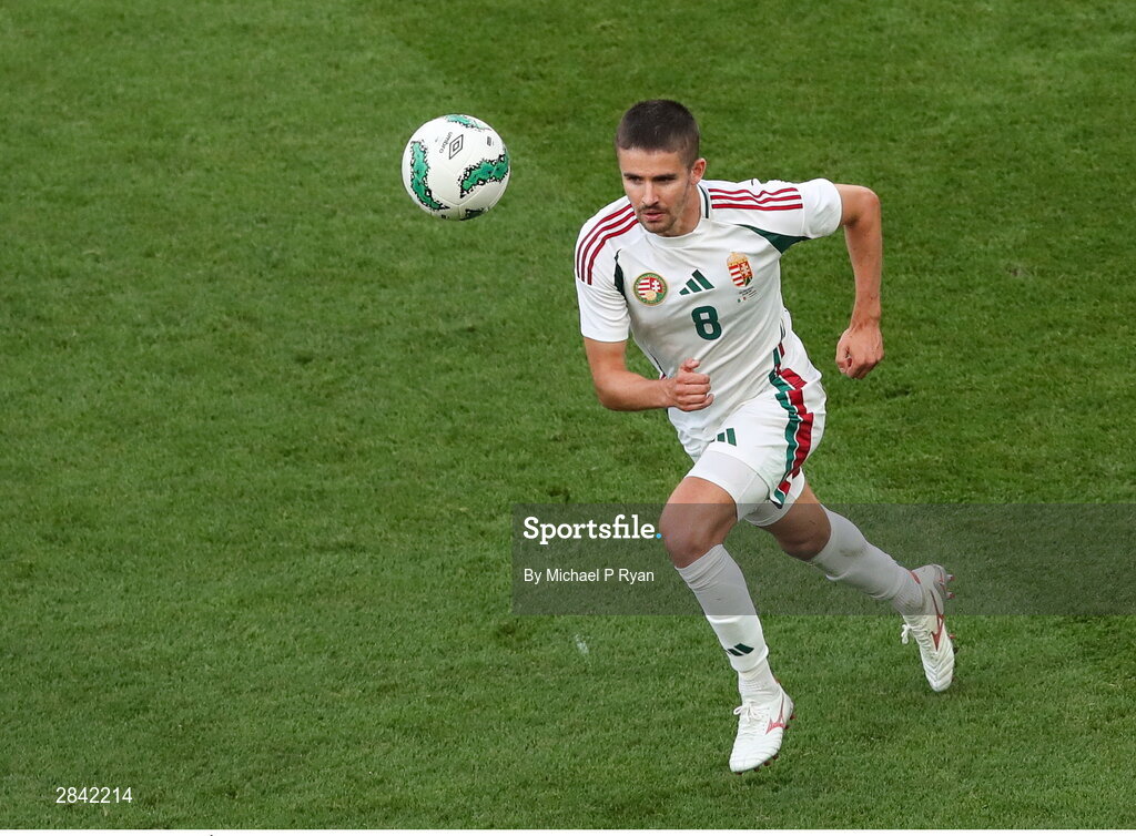 4 June 2024; Ádám Nagy of Hungary during the international friendly match between Republic of Ireland and Hungary at Aviva Stadium in Dublin. Photo by Michael P Ryan/Sportsfile