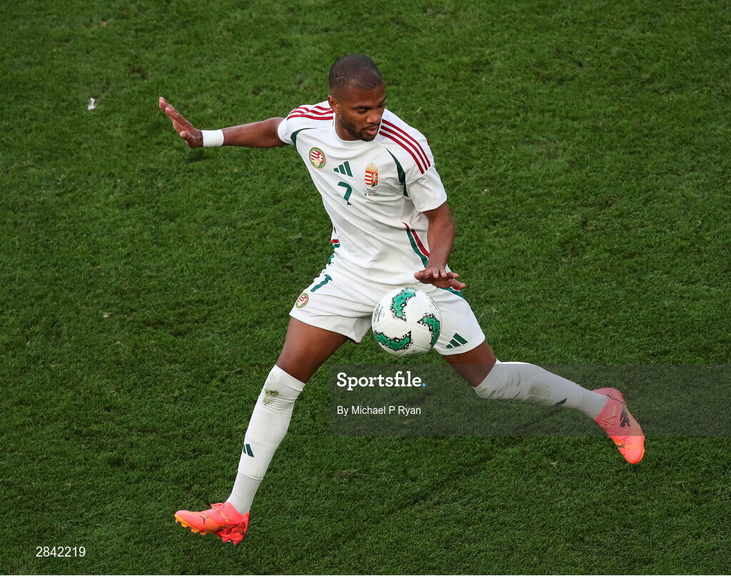 4 June 2024; Loïc Négo of Hungary during the international friendly match between Republic of Ireland and Hungary at Aviva Stadium in Dublin. Photo by Michael P Ryan/Sportsfile