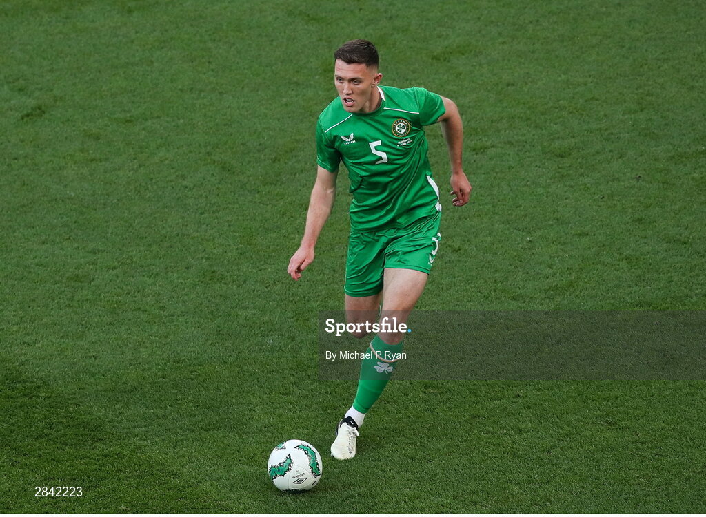 4 June 2024; Dara O'Shea of Republic of Ireland during the international friendly match between Republic of Ireland and Hungary at Aviva Stadium in Dublin. Photo by Michael P Ryan/Sportsfile