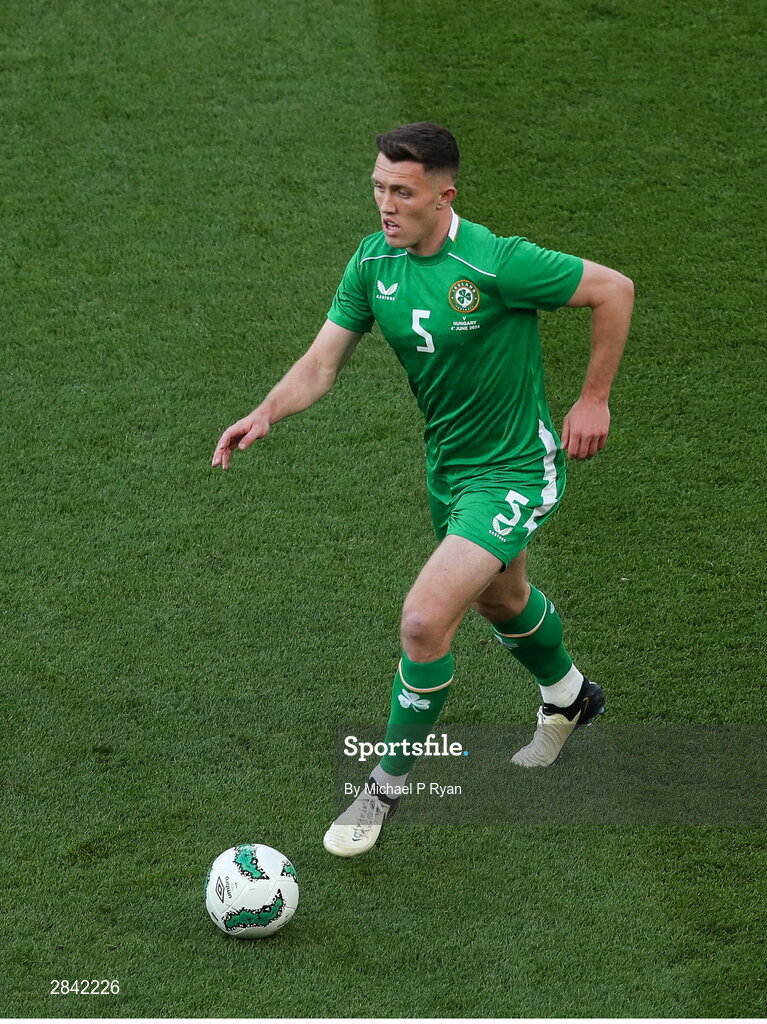 4 June 2024; Dara O'Shea of Republic of Ireland during the international friendly match between Republic of Ireland and Hungary at Aviva Stadium in Dublin. Photo by Michael P Ryan/Sportsfile