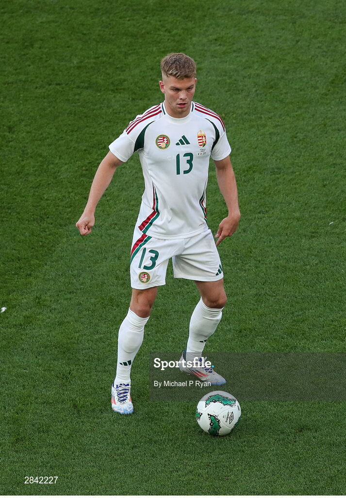 4 June 2024; András Schäfer of Hungary during the international friendly match between Republic of Ireland and Hungary at Aviva Stadium in Dublin. Photo by Michael P Ryan/Sportsfile