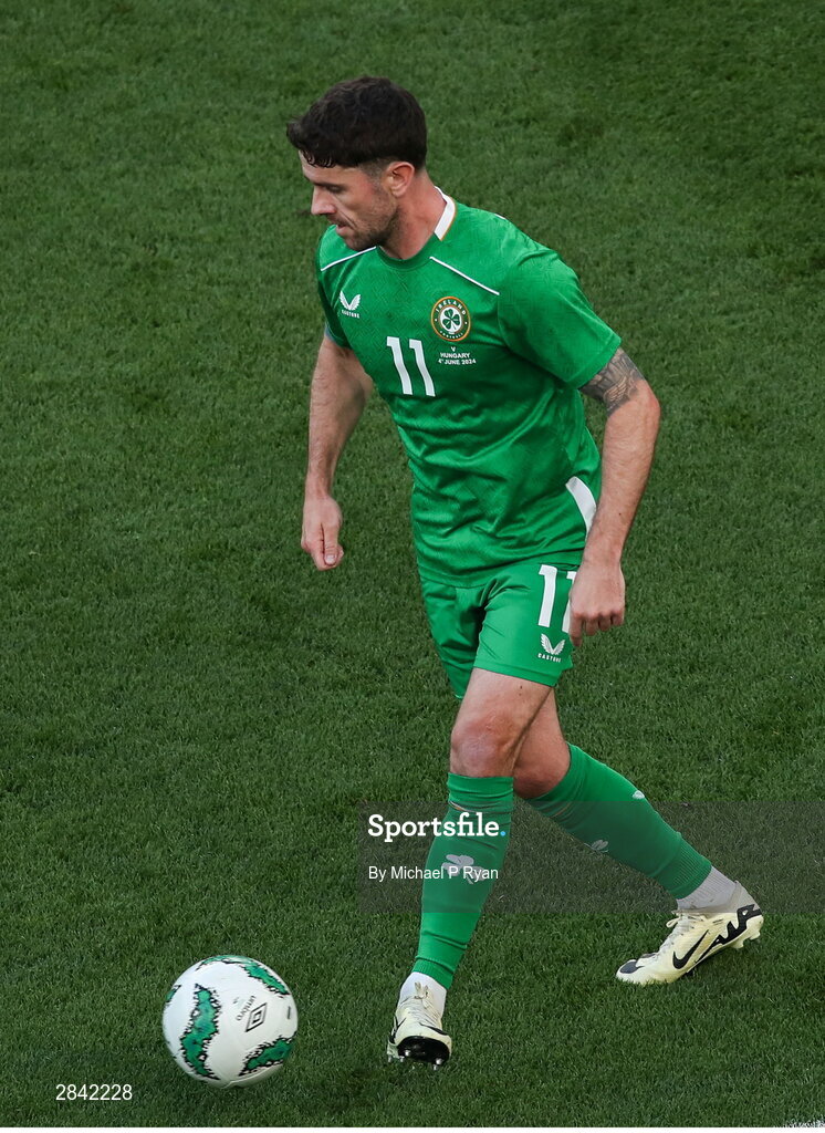 4 June 2024; Robbie Brady of Republic of Ireland during the international friendly match between Republic of Ireland and Hungary at Aviva Stadium in Dublin. Photo by Michael P Ryan/Sportsfile