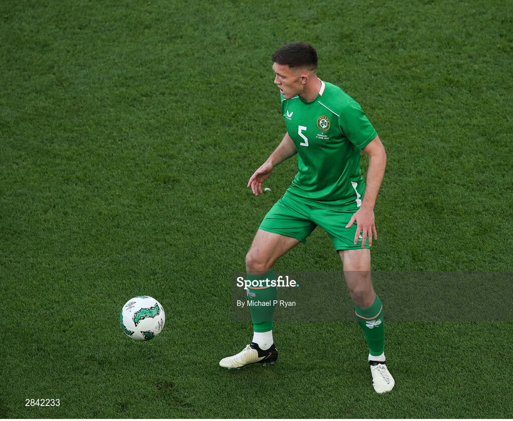 4 June 2024; Dara O'Shea of Republic of Ireland during the international friendly match between Republic of Ireland and Hungary at Aviva Stadium in Dublin. Photo by Michael P Ryan/Sportsfile