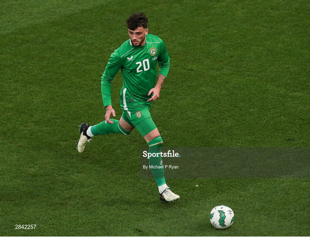 4 June 2024; Troy Parrott of Republic of Ireland during the international friendly match between Republic of Ireland and Hungary at Aviva Stadium in Dublin. Photo by Michael P Ryan/Sportsfile