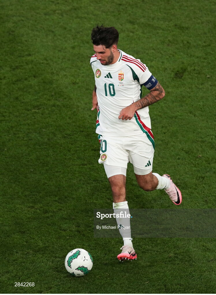 4 June 2024; Dominik Szoboszlai of Hungary during the international friendly match between Republic of Ireland and Hungary at Aviva Stadium in Dublin. Photo by Michael P Ryan/Sportsfile