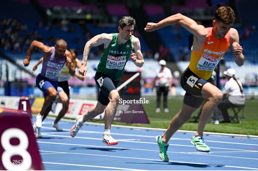 7 June 2024; Mark English of Ireland competes in the Men's 800m heats during day one of the 2024 European Athletics Championships at the Stadio Olimpico in Rome, Italy. Photo by Sam Barnes/Sportsfile