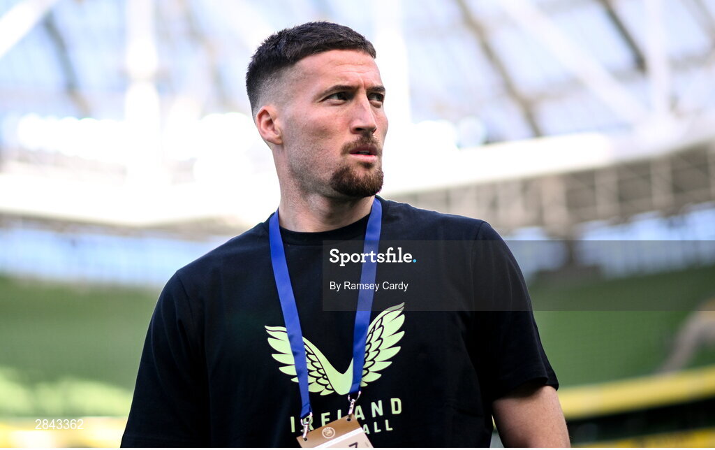 4 June 2024; Matt Doherty of Republic of Ireland before the international friendly match between Republic of Ireland and Hungary at Aviva Stadium in Dublin. Photo by Ramsey Cardy/Sportsfile