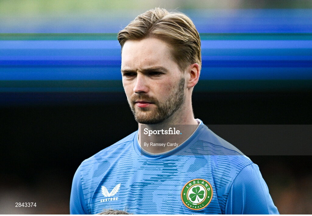 4 June 2024; Republic of Ireland goalkeeper Caoimhin Kelleher before the international friendly match between Republic of Ireland and Hungary at Aviva Stadium in Dublin. Photo by Ramsey Cardy/Sportsfile