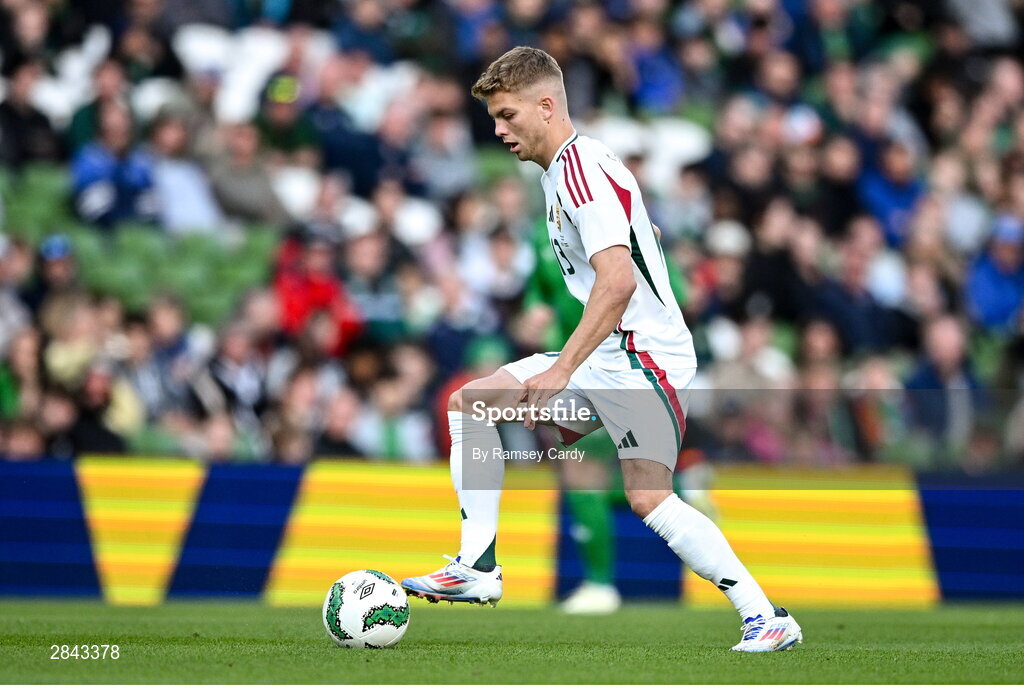 4 June 2024; András Schäfer of Hungary during the international friendly match between Republic of Ireland and Hungary at Aviva Stadium in Dublin. Photo by Ramsey Cardy/Sportsfile