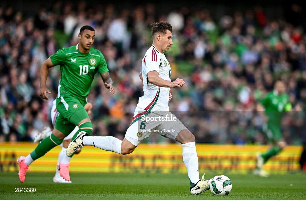 4 June 2024; Willi Orbán of Hungary during the international friendly match between Republic of Ireland and Hungary at Aviva Stadium in Dublin. Photo by Ramsey Cardy/Sportsfile