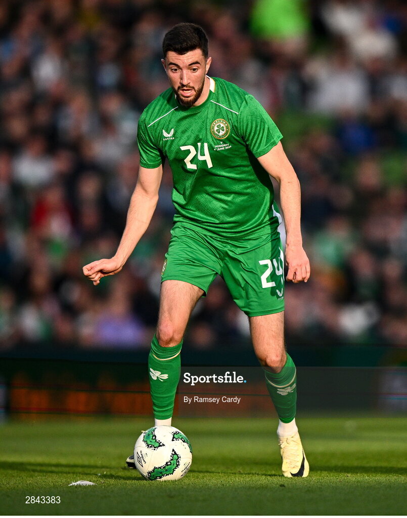 4 June 2024; Finn Azaz of Republic of Ireland during the international friendly match between Republic of Ireland and Hungary at Aviva Stadium in Dublin. Photo by Ramsey Cardy/Sportsfile