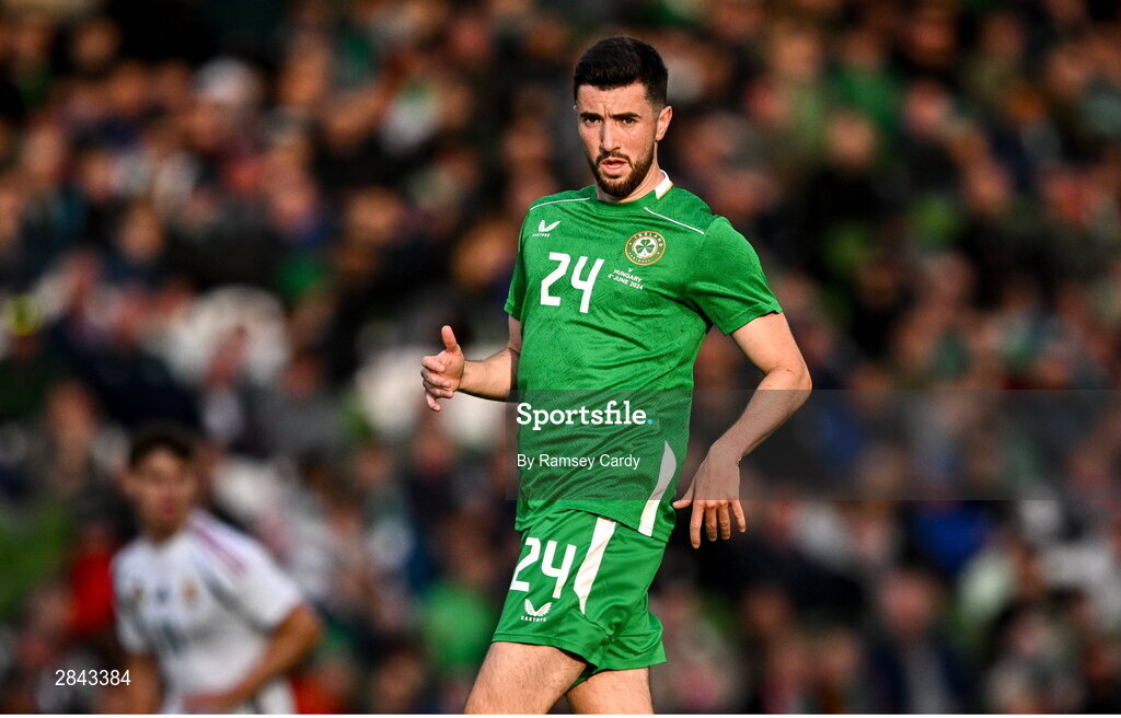 4 June 2024; Finn Azaz of Republic of Ireland during the international friendly match between Republic of Ireland and Hungary at Aviva Stadium in Dublin. Photo by Ramsey Cardy/Sportsfile