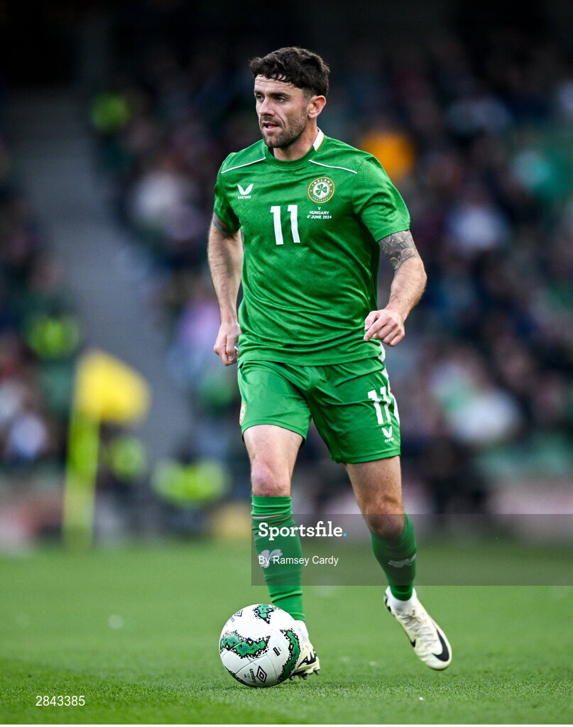4 June 2024; Robbie Brady of Republic of Ireland during the international friendly match between Republic of Ireland and Hungary at Aviva Stadium in Dublin. Photo by Ramsey Cardy/Sportsfile