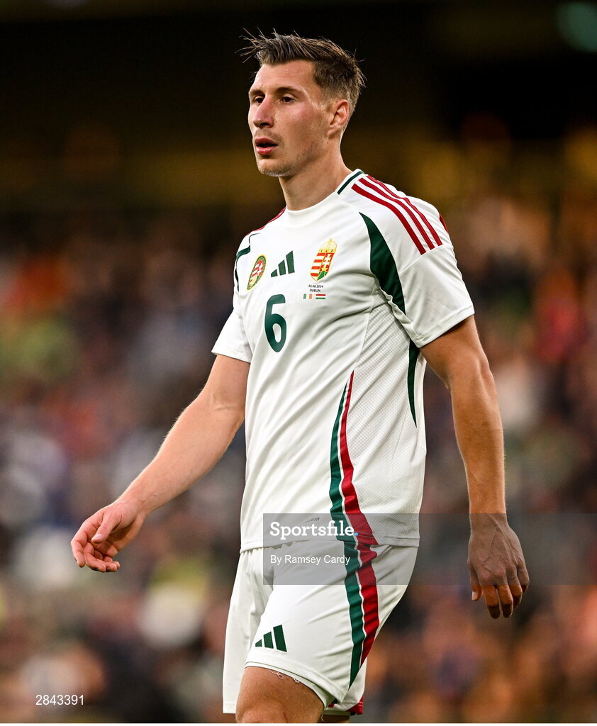 4 June 2024; Willi Orbán of Hungary during the international friendly match between Republic of Ireland and Hungary at Aviva Stadium in Dublin. Photo by Ramsey Cardy/Sportsfile