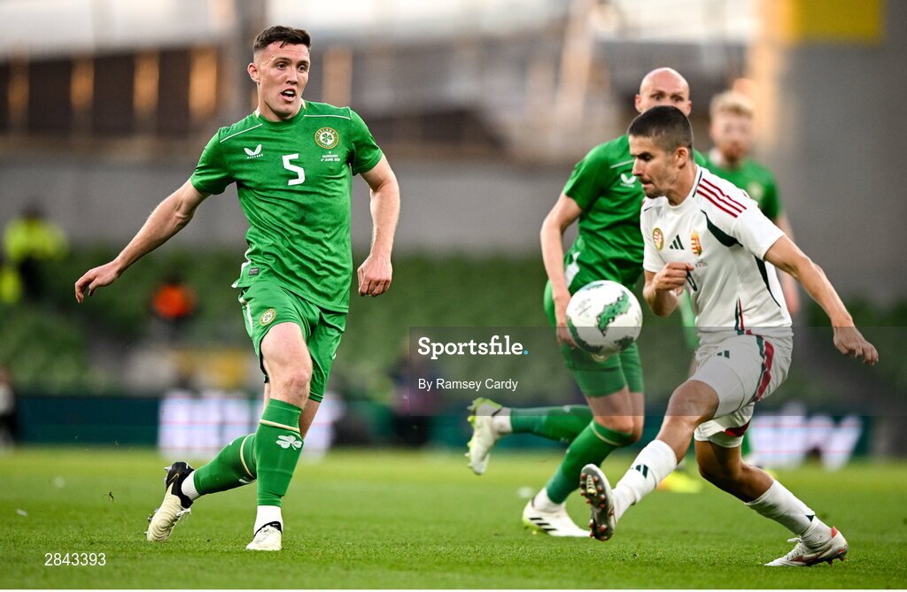 4 June 2024; Dara O'Shea of Republic of Ireland during the international friendly match between Republic of Ireland and Hungary at Aviva Stadium in Dublin. Photo by Ramsey Cardy/Sportsfile