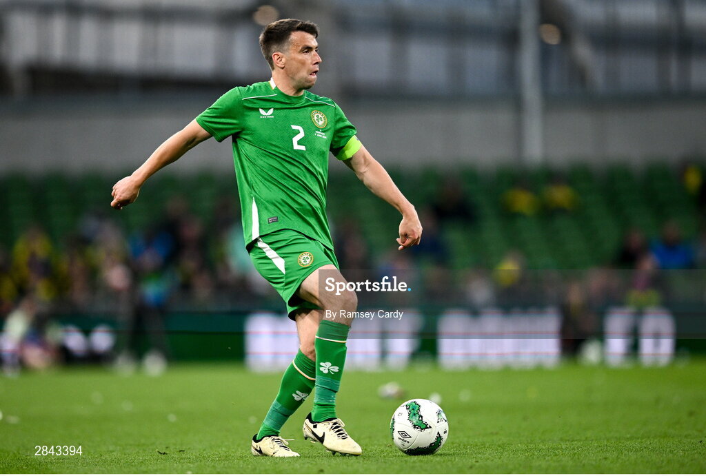 4 June 2024; Seamus Coleman of Republic of Ireland during the international friendly match between Republic of Ireland and Hungary at Aviva Stadium in Dublin. Photo by Ramsey Cardy/Sportsfile