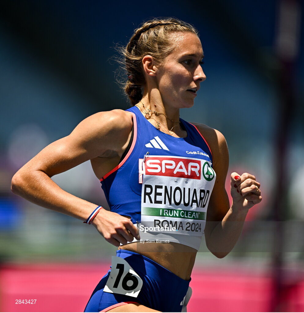 7 June 2024; Flavie Renouard of France competes in the competes in the Women's 3000m Steeplechase heat during day one of the 2024 European Athletics Championships at the Stadio Olimpico in Rome, Italy. Photo by Sam Barnes/Sportsfile