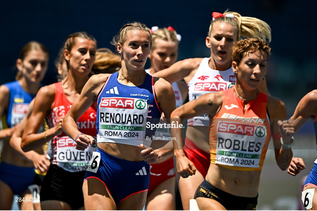 7 June 2024; Flavie Renouard of France competes in the competes in the Women's 3000m Steeplechase heat during day one of the 2024 European Athletics Championships at the Stadio Olimpico in Rome, Italy. Photo by Sam Barnes/Sportsfile