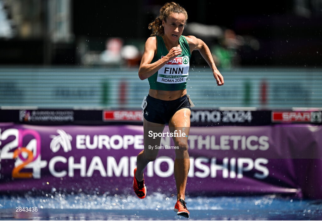 7 June 2024; Michelle Finn of Ireland competes in the Women's 3000m Steeplechase heat during day one of the 2024 European Athletics Championships at the Stadio Olimpico in Rome, Italy. Photo by Sam Barnes/Sportsfile
