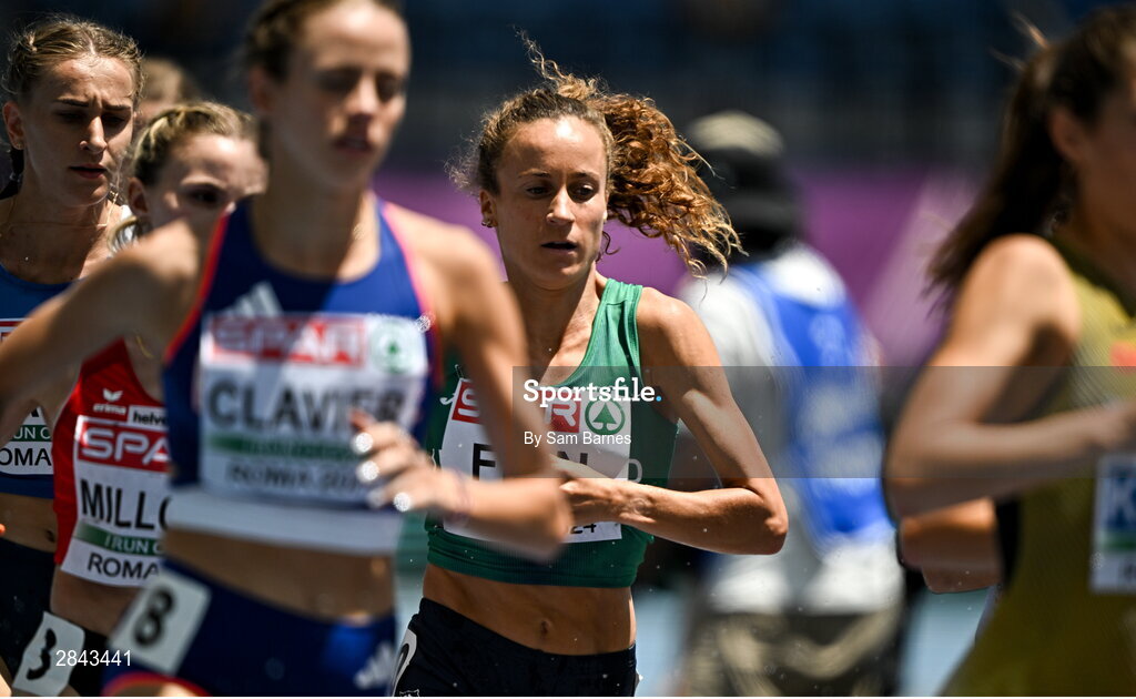 7 June 2024; Michelle Finn of Ireland competes in the Women's 3000m Steeplechase heat during day one of the 2024 European Athletics Championships at the Stadio Olimpico in Rome, Italy. Photo by Sam Barnes/Sportsfile
