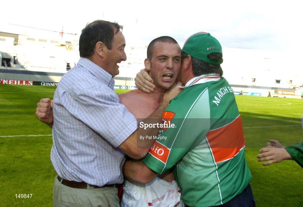 7 August 2004; Trevor Mortimer, Mayo, celebrates at the end of the game. Bank of Ireland All-Ireland Senior Football Championship Quarter Final, Mayo v Tyrone, Croke Park, Dublin. Picture credit; Pat Murphy / SPORTSFILE
