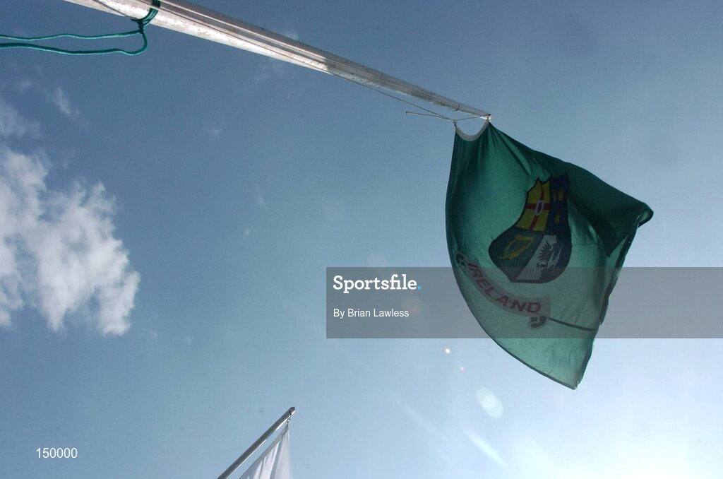 30 July 2004; An Ireland flag flies before the game. European Hockey Junior Championship, Cross Over Match, Ireland v Belarus, UCD, Belfield, Dublin. Picture credit; Brian Lawless / SPORTSFILE