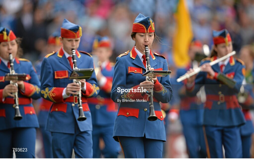 1 September 2013; Members of the Artane School of Music during the pre-match parade. GAA Football All-Ireland Senior Championship, Semi-Final, Dublin v Kerry, Croke Park, Dublin. Picture credit: Brendan Moran / SPORTSFILE