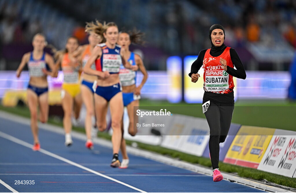 7 June 2024; Burcu Subatan of Turkey competes in the Women's 5000m final during day one of the 2024 European Athletics Championships at the Stadio Olimpico in Rome, Italy. Photo by Sam Barnes/Sportsfile