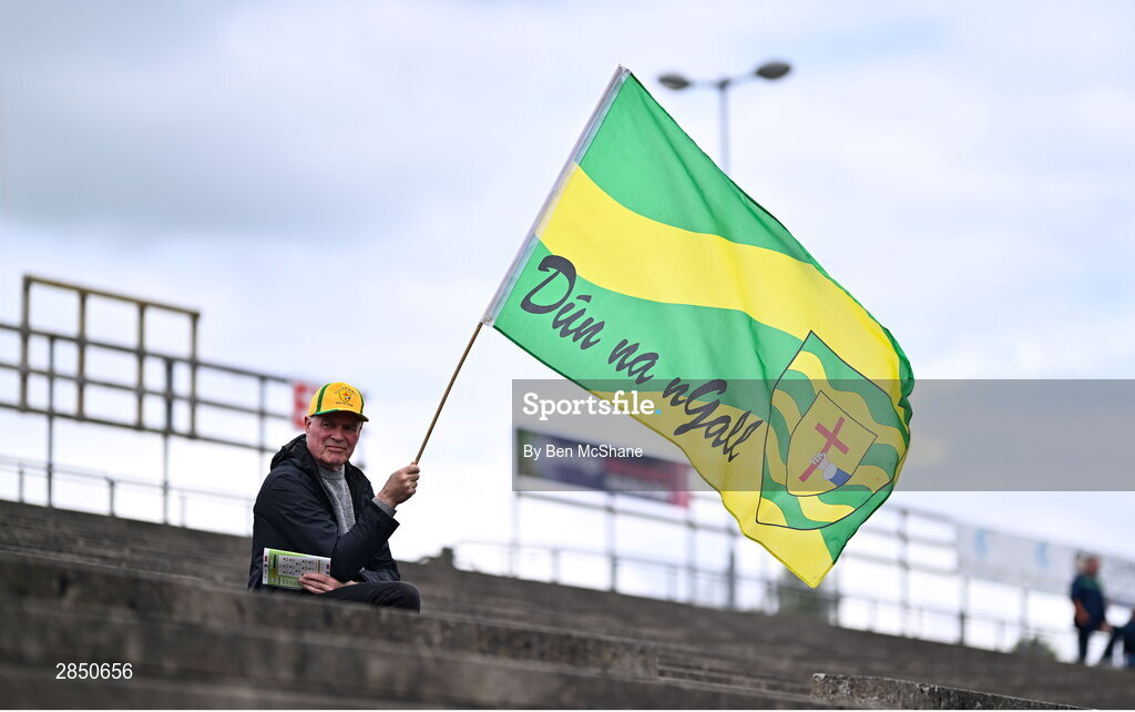 15 June 2024; Donegal supporter Liam Logue, from Glenfin, Donegal, before the GAA Football All-Ireland Senior Championship Round 3 match between Clare and Donegal at Hastings Insurance MacHale Park in Castlebar, Mayo. Photo by Ben McShane/Sportsfile