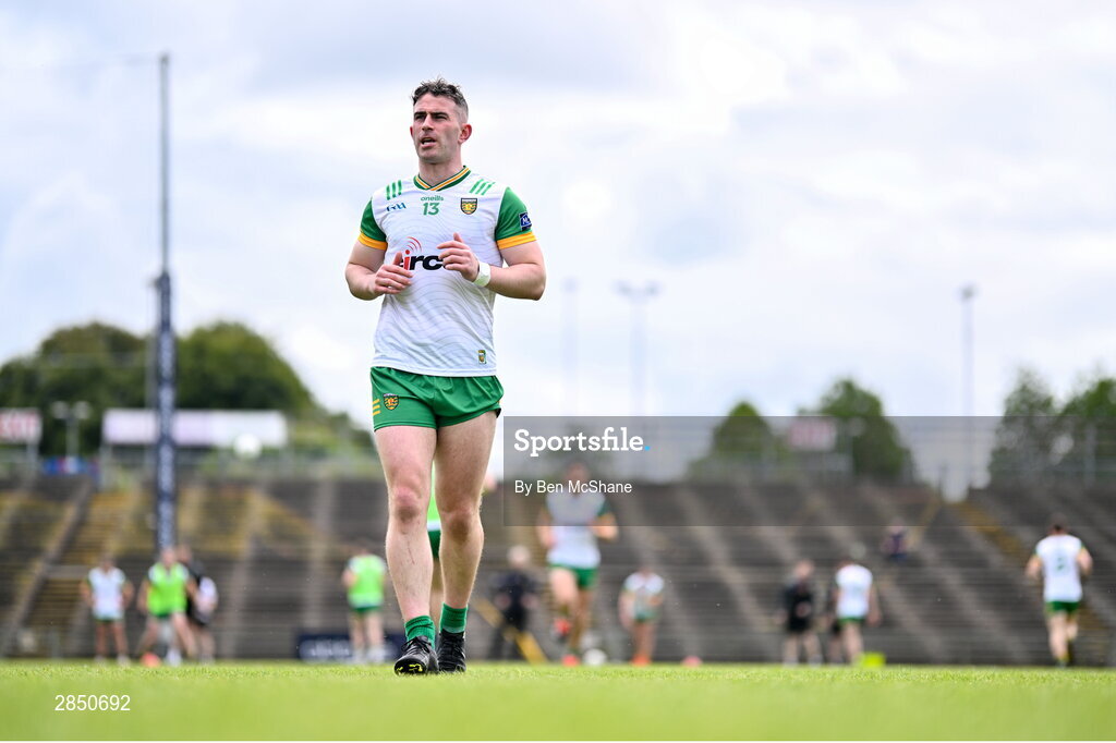 15 June 2024; Patrick McBrearty of Donegal before the GAA Football All-Ireland Senior Championship Round 3 match between Clare and Donegal at Hastings Insurance MacHale Park in Castlebar, Mayo. Photo by Ben McShane/Sportsfile
