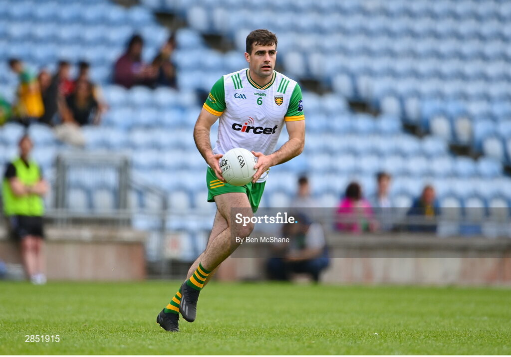 15 June 2024; Caolan McGonagle of Donegal during the GAA Football All-Ireland Senior Championship Round 3 match between Clare and Donegal at Hastings Insurance MacHale Park in Castlebar, Mayo. Photo by Ben McShane/Sportsfile