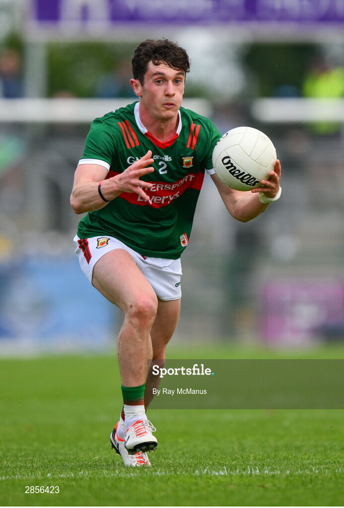 16 June 2024; Jack Coyne of Mayo during the GAA Football All-Ireland Senior Championship Round 3 match between Dublin and Mayo at Dr Hyde Park in Roscommon. Photo by Ray McManus/Sportsfile