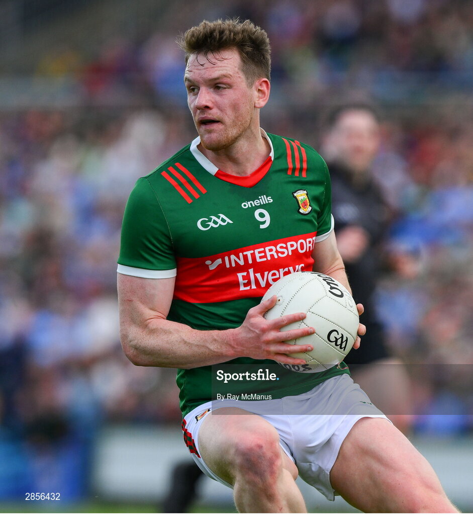16 June 2024; Matthew Ruane of Mayo during the GAA Football All-Ireland Senior Championship Round 3 match between Dublin and Mayo at Dr Hyde Park in Roscommon. Photo by Ray McManus/Sportsfile