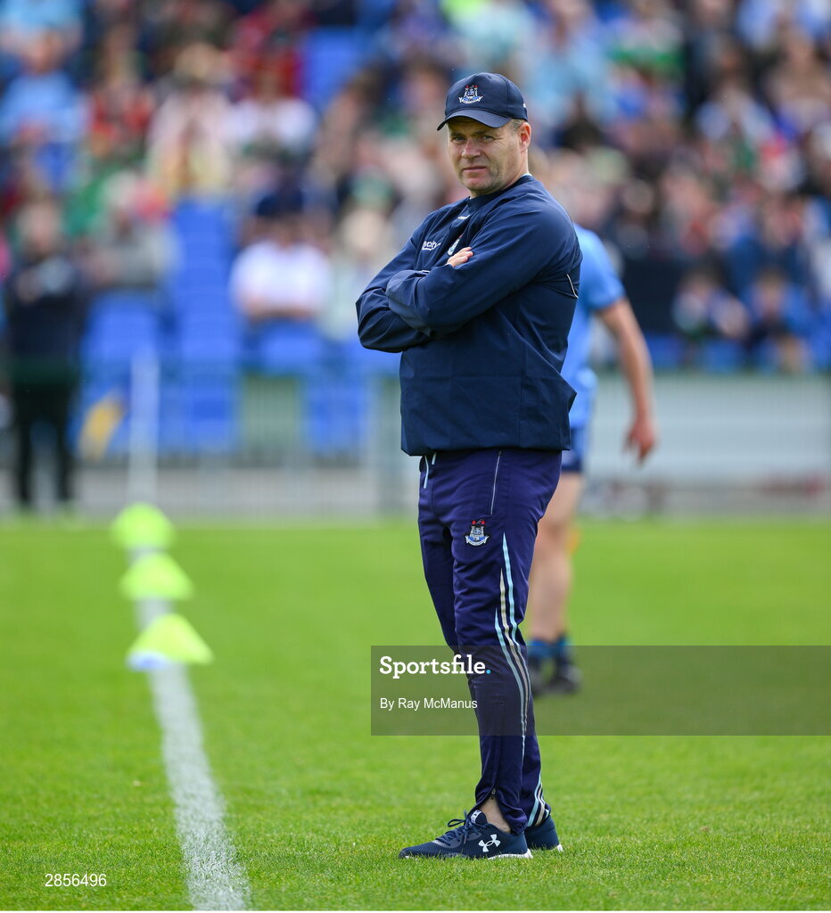 16 June 2024; Dublin manager Dessie Farrell before the GAA Football All-Ireland Senior Championship Round 3 match between Dublin and Mayo at Dr Hyde Park in Roscommon. Photo by Ray McManus/Sportsfile
