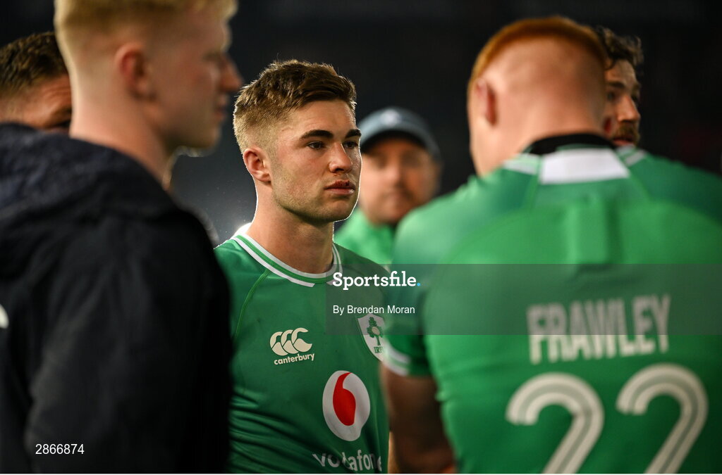 6 July 2024; Jack Crowley of Ireland after the first test between South Africa and Ireland at Loftus Versfeld Stadium in Pretoria, South Africa. Photo by Brendan Moran/Sportsfile