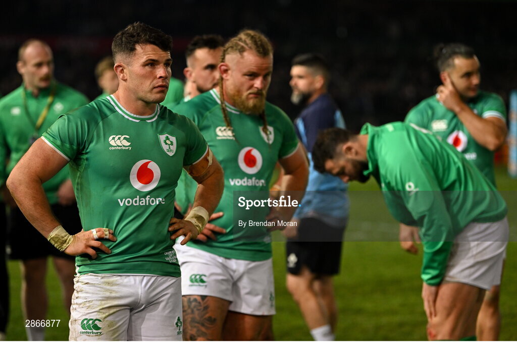 6 July 2024; Calvin Nash, left, and Finlay Bealham of Ireland after the first test between South Africa and Ireland at Loftus Versfeld Stadium in Pretoria, South Africa. Photo by Brendan Moran/Sportsfile