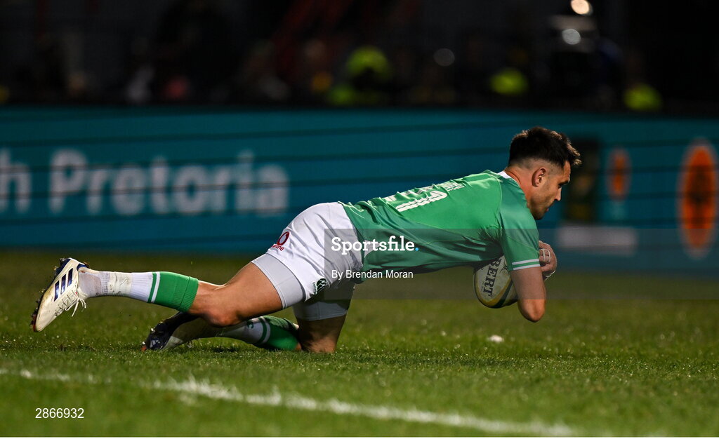 6 July 2024; Conor Murray of Ireland scores his side's second try during the first test between South Africa and Ireland at Loftus Versfeld Stadium in Pretoria, South Africa. Photo by Brendan Moran/Sportsfile